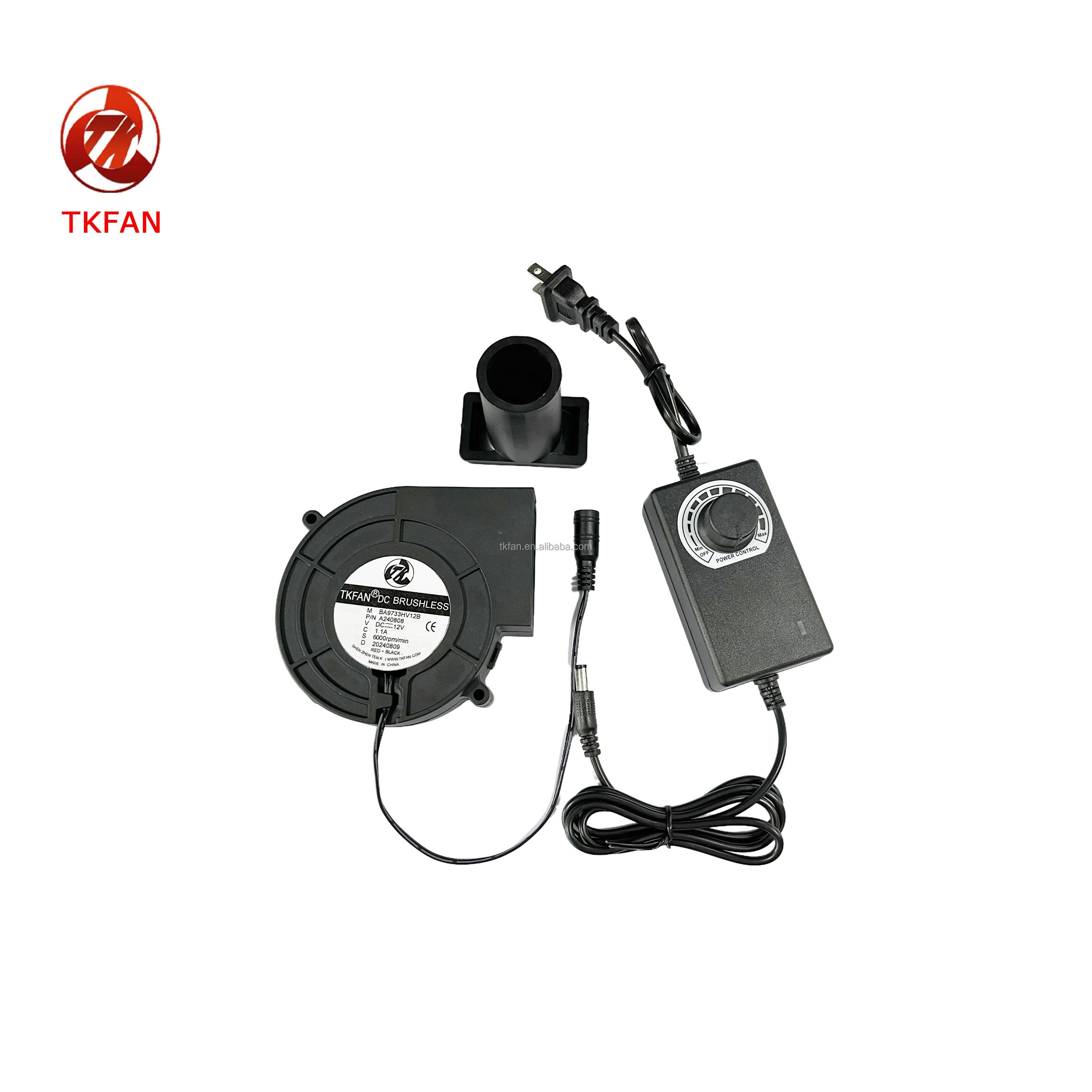 97mm DC 12V High Speed Centrifugal Air Blower Fan With 220V AC Plug Speed Controller 9733 Heater BBQ Small Blower Fan